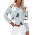 thumbnail image 4 of Makaor Womens Dressy Blouses Christmas Plus Size Collared Shirts Tops Button down Graphic Long Sleeve Pullover Tees Cute Vacation Clothes, 4 of 5