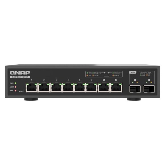 Switch de red QNAP QSW-L3208-2C6T de 8 puertos Multi-Gig 10GbE