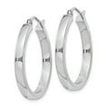thumbnail image 2 of 925 Sterling Silver Rhodium-plated 3x25mm Princess Square Tube Hoop Earrings; for Adults and Teens; for Women and Men, 2 of 3