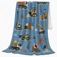 thumbnail image 2 of Construction Vehicle Playful Cartoon Pattern, Festive Holiday Scene, Warm Flannel Blanket for Living Room and Family Room, Art Lovers Housewarming Gift, Festive Home Decor, 2 of 9