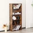 thumbnail image 4 of MCQ 5 Tiers Bookcase, 53 Inch Large Storage Tall Standing Bookshelf with Adjustable Shelves for Home Office, Living Room, Bed Room, Rust, 4 of 7