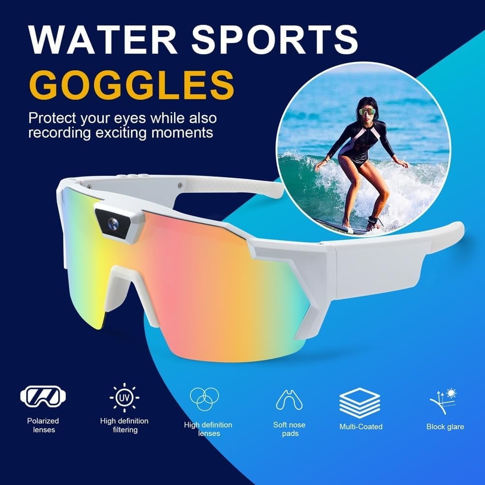 Glasses 4K Baseball Glasses with Camera Smart Camera Glasse for Men Women Sunglasses with Cameras and Audio Video Recording Glasse and WiFi Action Sports for Cycling Hiking