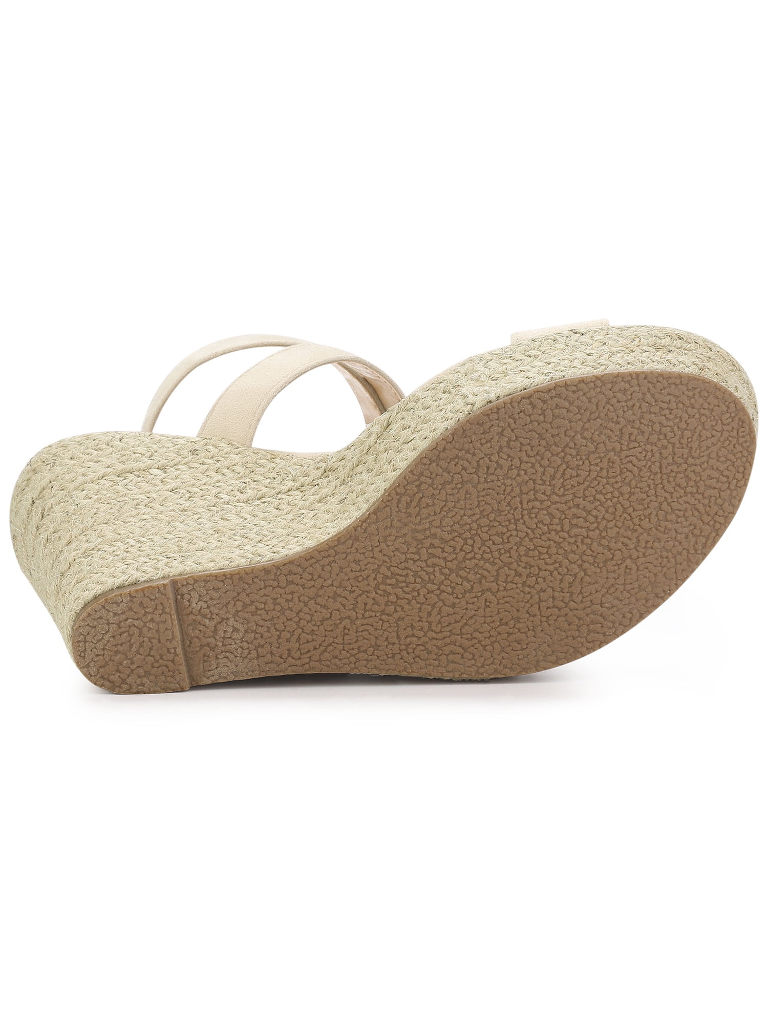 DARING DIVA Women's Slingback Crisscross Wedges Heel Espadrille Sandals Beige 7.5