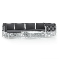 vidaXL 7 Piece Patio Lounge Set with Cushions White Steel