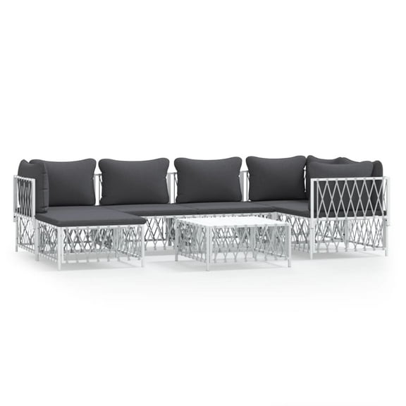 vidaXL 7 Piece Patio Lounge Set with Cushions White Steel