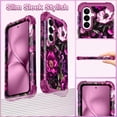 thumbnail image 3 of CASEFIV for Samsung Galaxy S26 Case,Glow in The Dark,Shockproof Protection Hard PC Soft Flexible TPU Bumper Drop Protective Protective Phone Cover Case,Purple Pink Flower, 3 of 7