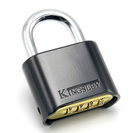 Kingsley Resettable Combination Padlock, Gym Lock, Locker Lock, Gate Lock, Indoor Outdoor Padlock, Combo (Best Outdoor Combination Lock)