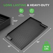 NutriChef NCCIRG59 - Kitchen Flat Grill Plate Pan - Reversible Cast Iron Griddle / Grilling Pan with Heat-Resistant Oven Grab Mitt