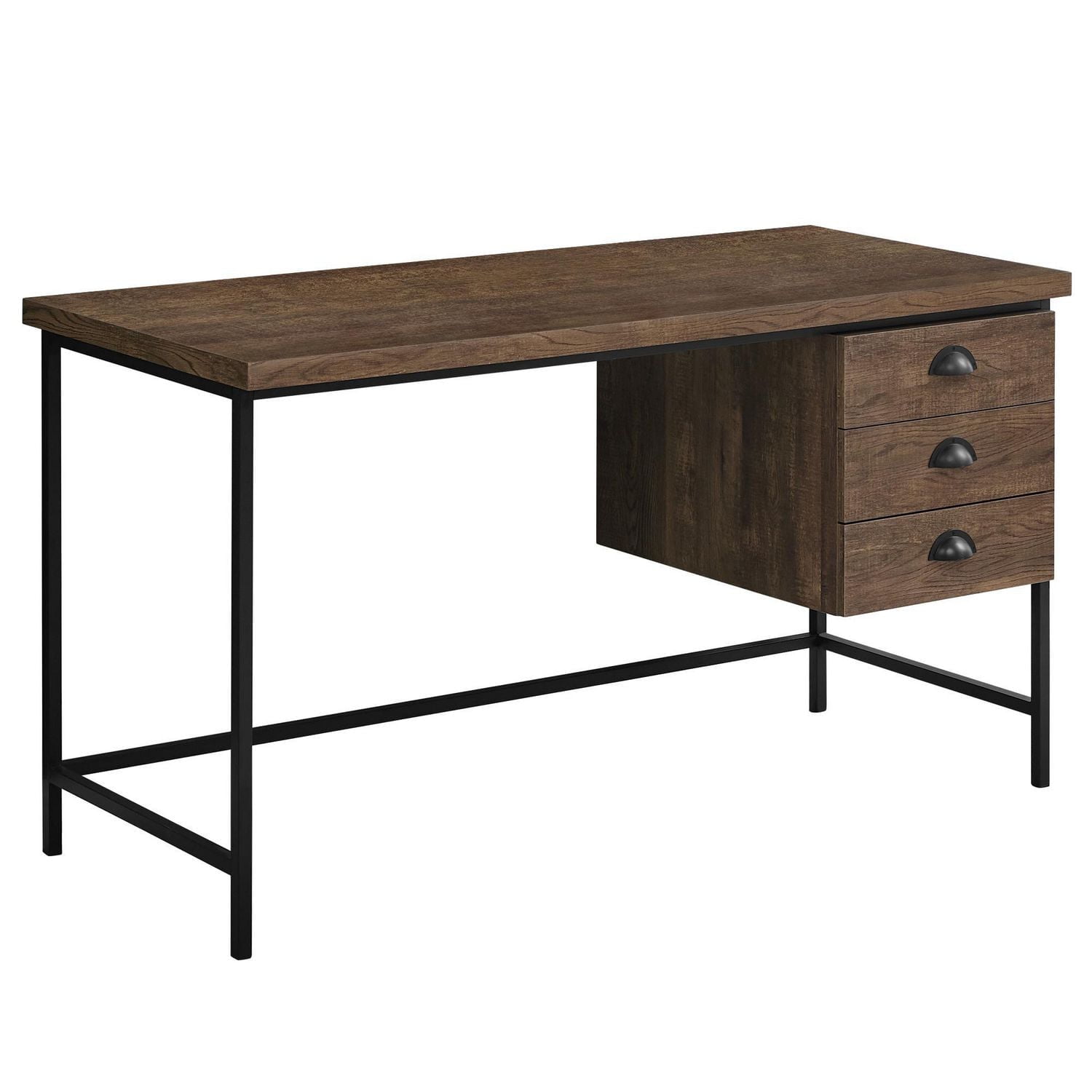 Monarch Specialties Bureau, Bureau À Domicile, Ordinateur Portable, Tiroirs De Rangement, 55"l, Travail, Métal, Stratifié, Brun, Noir, Contemporain, Moderne