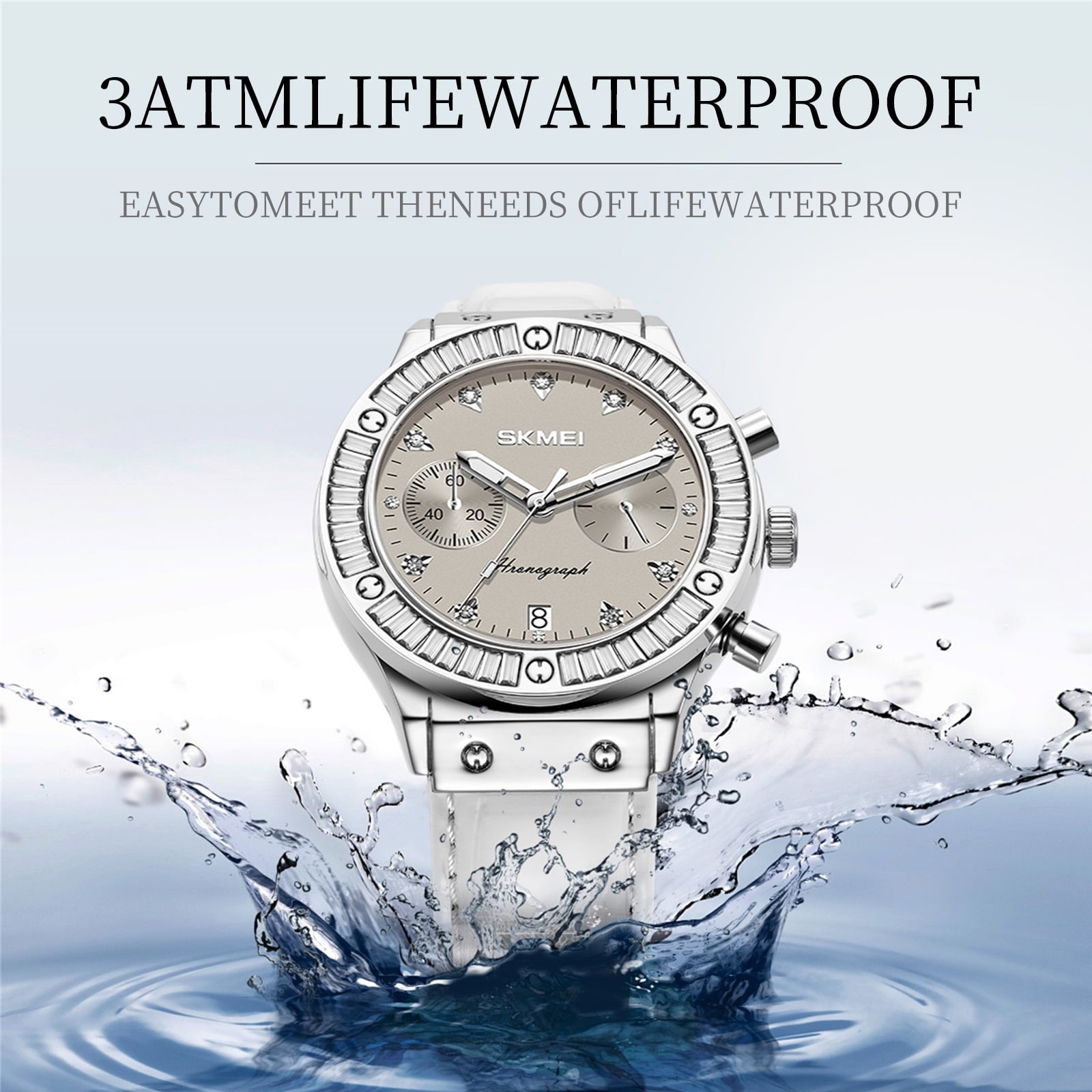 SKMEI Watch for Women Multifunctional Chronograph Watches Fashion Business Analog Quartz Stainless Steel Waterproof Luminous Ladies Wristwatch