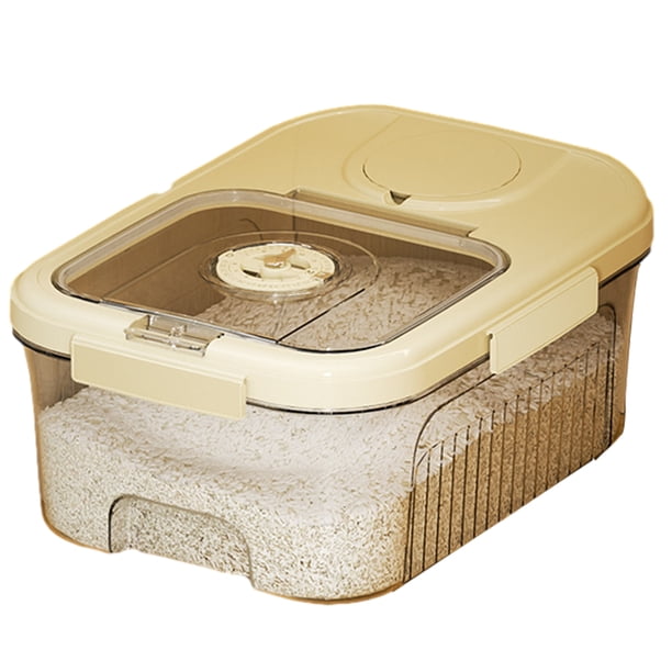 Cubo de alimentos para el hogar Caja de arroz sellada completamente cerrada Tanque de almacenamiento de arroz (Beige S)