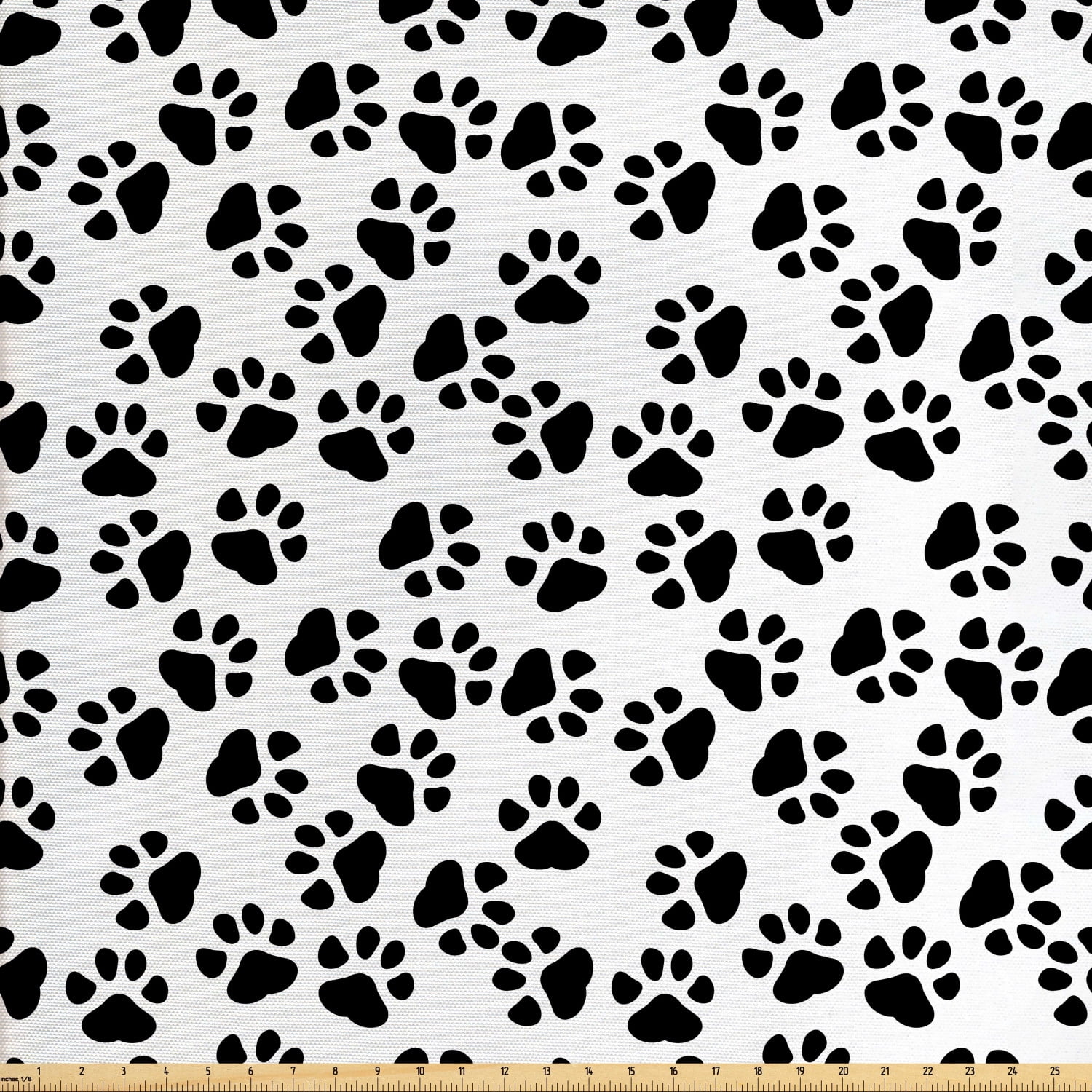 Paw Print Fabric by The Yard, Animal Feet Sign Pattern in Monochromatic
