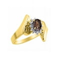 thumbnail image 4 of Rylos Floral Designer Ring with 6X4MM Oval Gemstone & Sparkling Diamonds in Yellow Gold Plated Silver- Birthstone Smoky Quartz Jewelry Size 10, 4 of 7