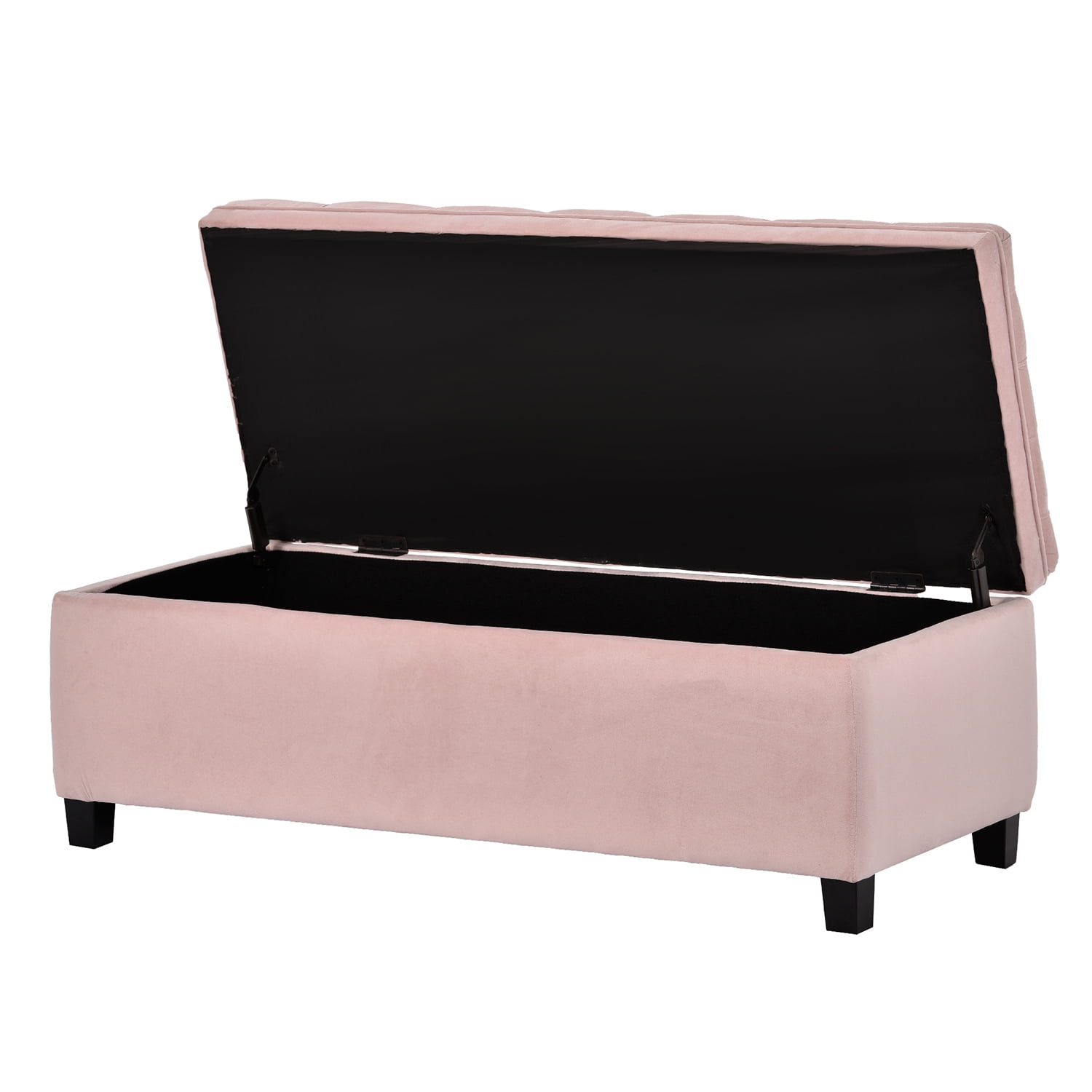 Kadyn Upholstered Flip Top Storage Bench, Storage Ottoman Bench with Button Tufted Top, Folding Chest Foot Rest Stool for Bedroom, Pink