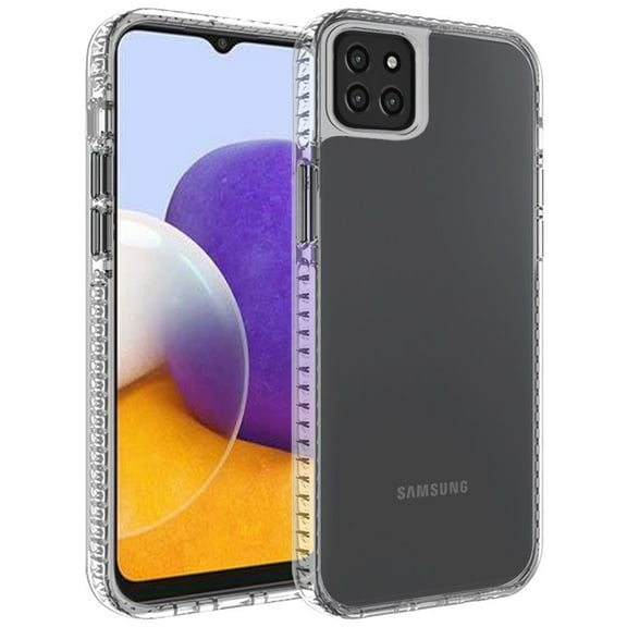 for Samsung Galaxy A22 5G Crystal Clear Rugged Shockproof Hybrid PC TPU Colorful Buttons Military Grade Protection Back Cover ,Xpm Phone Case [Clear Black]