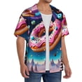thumbnail image 4 of Honeii 's Starry Sky Pine Tree Donut for men's short-sleeved button-up collared shirt featuring a pocket, perfect for beach vacations, and travel adventures., 4 of 5