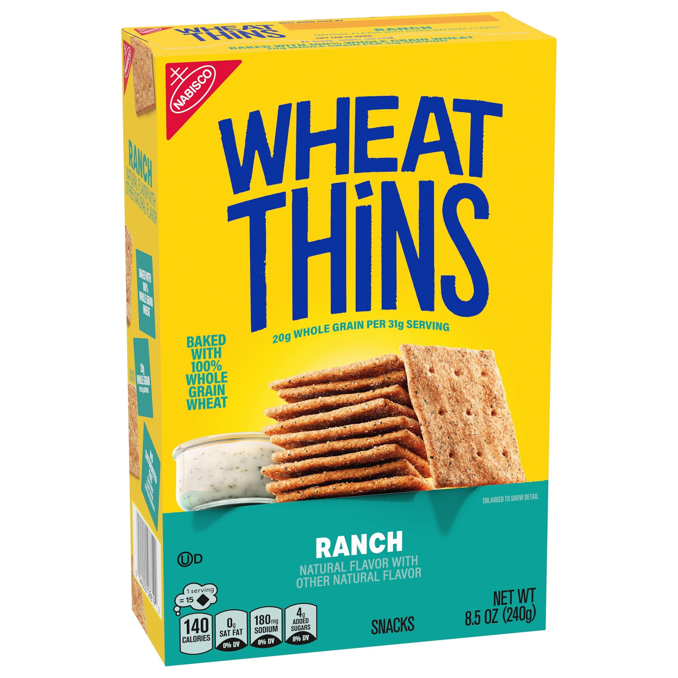 WHEAT THINS Ranch-Flavored Snacks, Whole Grain Wheat Crackers, Snack Crackers, 8.5 oz