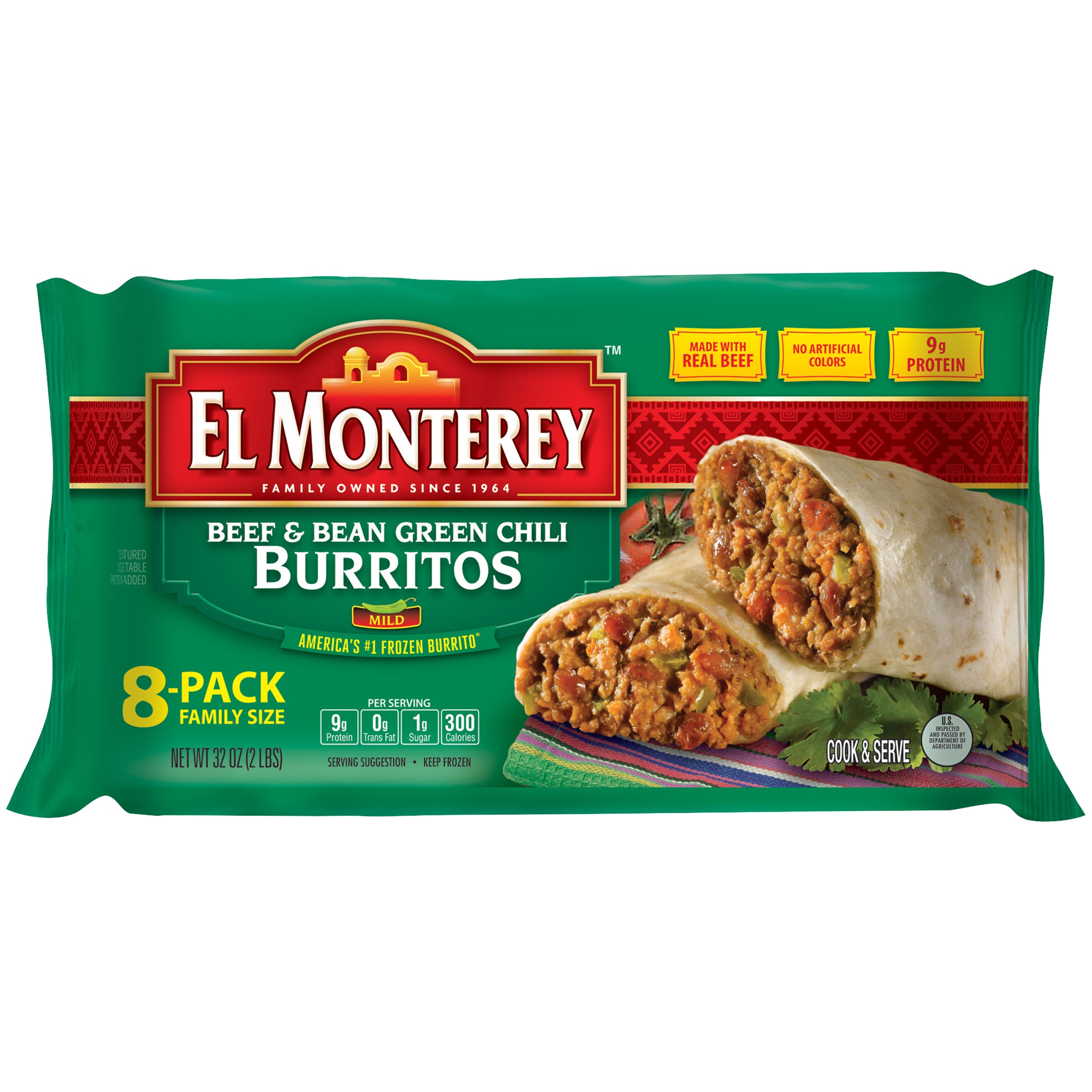 El Monterey® Mild Beef & Bean Green Chili Burritos 32 oz. Bag Walmart