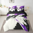 thumbnail image 2 of Manfei Purple Abstract Splatter Bedding Comforter Set 7pcs, Chic Geometric Ombre Queen Bedding Sets, Watercolor Artwork Reversible Queen Sheet Sets, Super Cozy Room Decor, 2 of 7