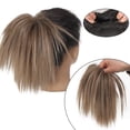 thumbnail image 2 of Messy Straight Hair Bun Synthetic Chignon Donut Updo Hairpieces Elastic Band Short Ponytail Extension, 2 of 6