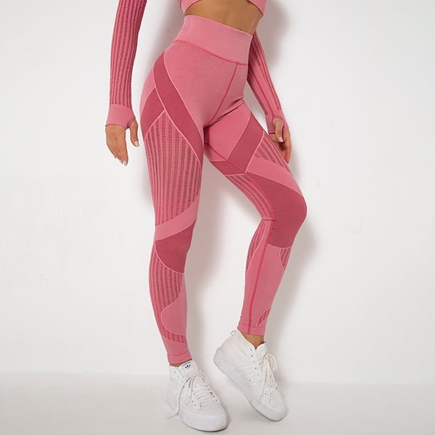 Pantalones de yoga deportivos para correr y fitness para mujer, de punto sin costuras, sexys, a rayas, que absorben la humedad, de estilo europeo y americano