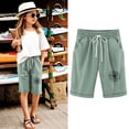 thumbnail image 2 of lnmuld Girls Casual Solid Color Shorts - Elastic Waist, Side Pockets, Lightweight Comfortable Color:Green,Size:7-8 Years, 2 of 3