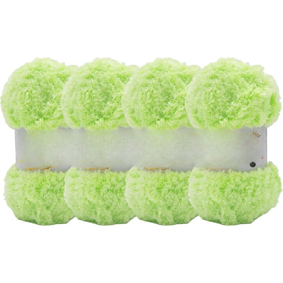 4 Skeins Pack 100% Polyester Fluffy Soft Chunky Bulky Yarn for Crocheting and Knitting (4 x 3.52 oz) / (4 x 98 Yds)