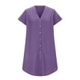 thumbnail image 3 of Hvot&aat Women's Casual Button Sleepwear Soft V-neck Short Sleeves Nightgown Loose Solid Color Nightshirt, 3 of 6