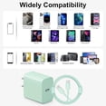 thumbnail image 5 of 2 Pack  for iphone 15/16 wallCharger Fast Charging , 20W USB C Wall Charger Block with 6Ft Type C Cable Compatible for iphone 15/15 Pro/15 Pro Max, Air 5/4 , Samsung Galaxy and Android Phone，green, 5 of 14