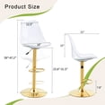 thumbnail image 3 of StnTalk Adjustable Swivel Bar Stools with Backs, Set of 2 Clear Barstool with Footrest, Modern Counter Height Chairs with White PU Cushion & Gold Metal Legs for Kitchen Island Bar Pub, 3 of 7