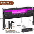 thumbnail image 2 of Aheaplus King Headboard with Drawer Storage and RGB LED Light, King Size Upholstered Headboard with Charging Station and Bookcase, for Bedroom/Dorm Room/Guest Room, Black, 2 of 7
