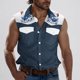 thumbnail image 1 of Camiseta sin mangas con cuello vuelto para hombre, estilo informal, a la moda, con estampado, cuello vuelto, sin mangas, bolsillos, deportiva, de poliéster, 1 of 5