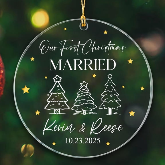 Personalized Our First Christmas Married Ornament Gift for Newlyweds, Married Couple Ornaments Christmas 2025, Customized Date/Name Mr & Mrs Marriage Xmas Ornaments Gift, Wedding Xmas Ornament Decor