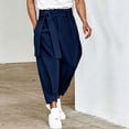 thumbnail image 2 of XuJwPNcy Mens Pants Lightweight Fashion Harem Pants Soft Tie Side Trousers with Pockets Loose Casual Outfit Clothing(Navy,3X-Large), 2 of 7