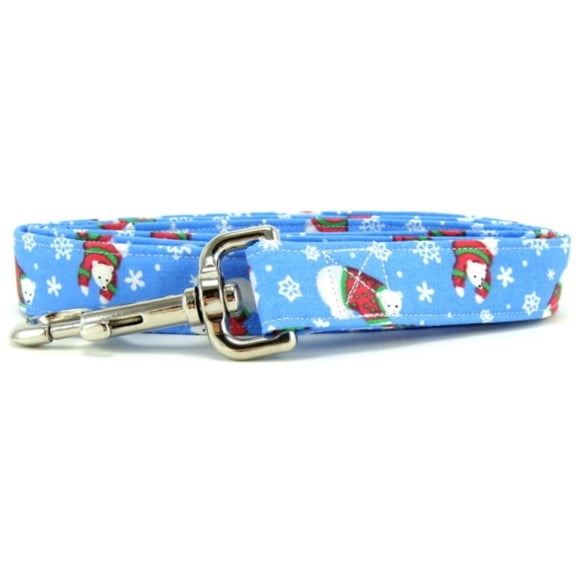 Polar Bears on Blue Dog Leash - Size - Large