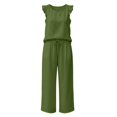 thumbnail image 5 of HAYIMI Womens Plus Size Outfits Sets 2 Pieces Elegant Casual Fly Sleeve Shirts Tops And Trousers Lightweight Comfortable Everyday For Warm Weather Modern Relaxed Fit Solid Color Classic Clothing Sets, 5 of 7