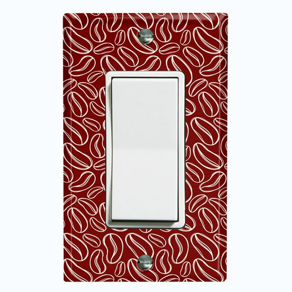Metal Light Switch Wall Plate Outlet Cover (Coffee Espresso Mocha Bean Maroon Pattern - Single Rocker)