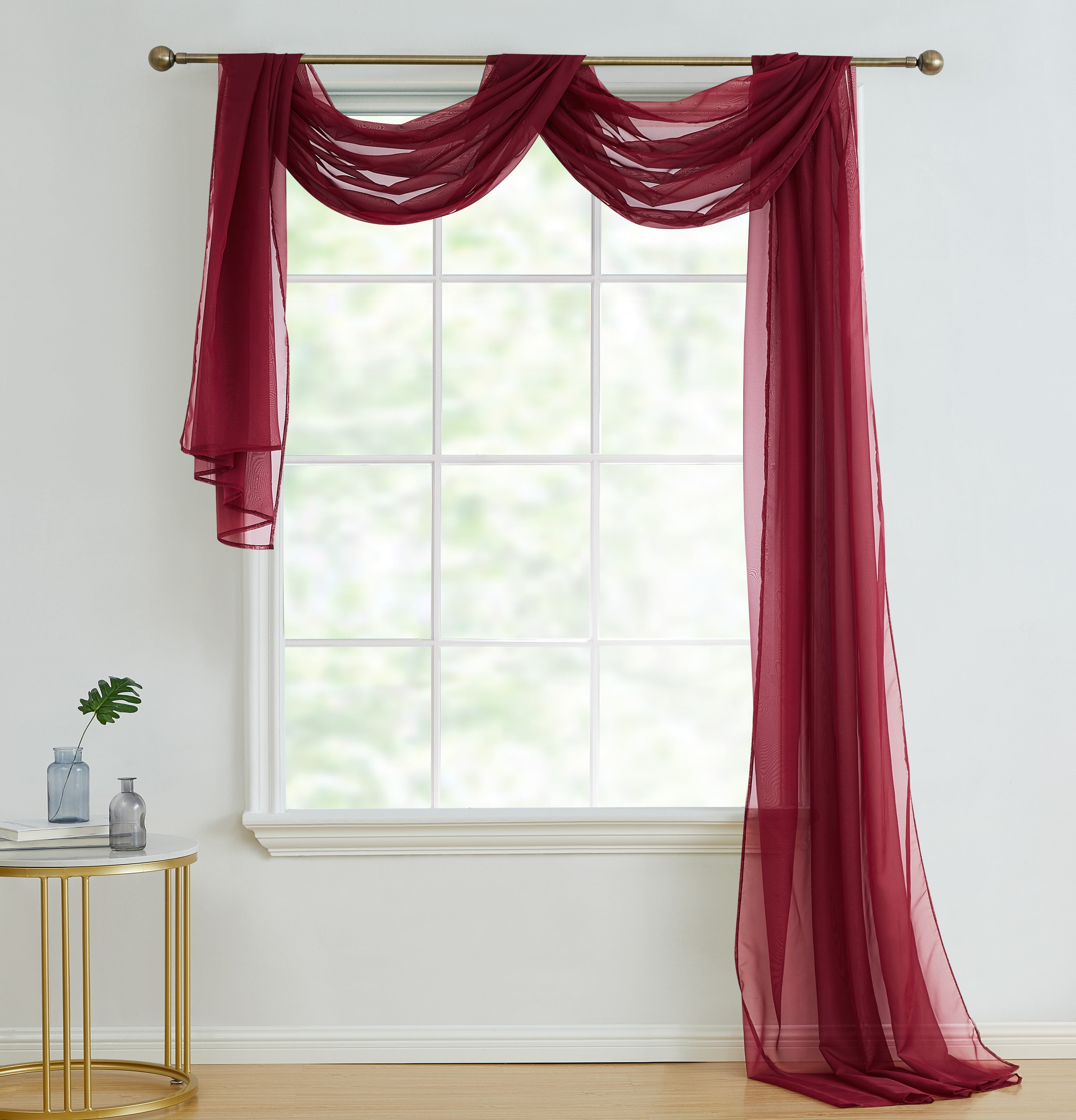 HLC.ME Sheer Voile Window Curtain Scarf - Valance - Fully Stitched