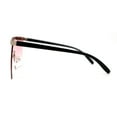thumbnail image 3 of Rhinestone Jewel Brow Line High Temple Half Rim Flat Top Sunglasses Gold Pink, 3 of 4