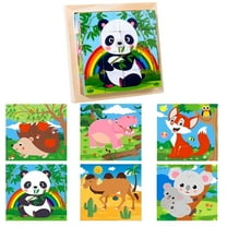 GUCXKOS 2024 Year Montessori Wooden Puzzles for Kids 3 ,6 Puzzle Scenes Combined with a Tray(16Block Set)