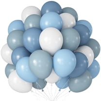 60 Pcs 12 Inch Fog Slate Baby Blue Balloons with Matte White Latex Balloon for Baby Shower Birthday Bridal Shower Wedding Engagement Bachelorette Party Decorations