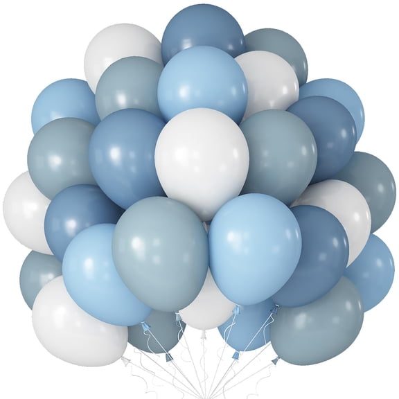 60 Pcs 12 Inch Fog Slate Baby Blue Balloons with Matte White Latex Balloon for Baby Shower Birthday Bridal Shower Wedding Engagement Bachelorette Party Decorations
