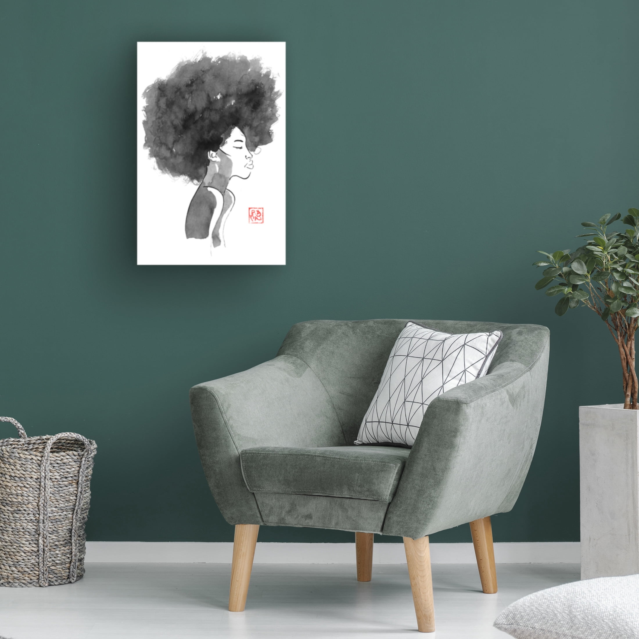 Canvas Wall Art - Pechane 'Afro Woman 2' Wall Art for Living Room, Bedroom, or Office Décor by Trademark Fine Art - 12 x 19 Inches