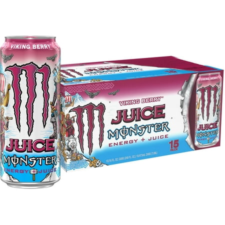Monster Energy Juice Viking Berry, Energy + Juice, Energy Drink, 16 Ounce (Pack of 15)