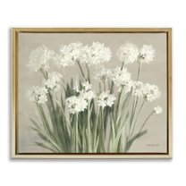 Stupell Industries Snowy Floral Paperwhites Botanical & Floral Painting Gold Floater Framed Art Print Wall Art, 31 x 25