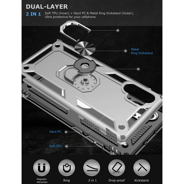 GREATRULY Ring Kickstand Phone Case for Samsung Galaxy Note 10 Plus,Heavy Duty Dual Layer Drop Protection Galaxy Note