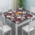 thumbnail image 3 of Square Tablecloth with Elastic Edges 34 * 34 Inch Pioneer Waterproof Wine Floral Leaves Table Cover Washable Indoor and Outdoor for Party Kitchen Dinner Banquet Patio Picnic, 3 of 6