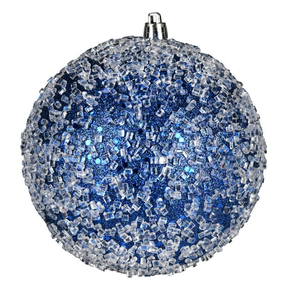 Vickerman 6" Midnight Blue Glitter Hail Ball Ornament, 4 per Bag