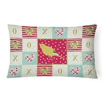 Carolines Treasures CK5501PW1216 Border Canary Love Canvas Fabric Decorative Pillow, Red, 12H x16W, multicolor