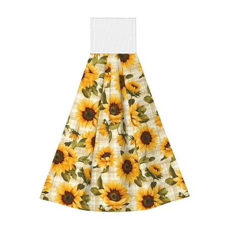 

Ocsxa Scottish Plaid Sunflower for Hand Towels Hand Wipes with Velcro Soft and Fast Absorbent Hanging Towels Reusable Cleaning Cloth for Kitchen/Bathroom/Laundryroom 14x18In